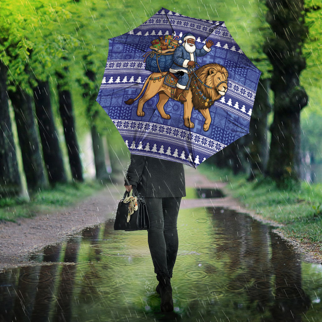 Nigeria Christmas Santa West African Lion Umbrella Adire Indigo Resist Dye Motifs