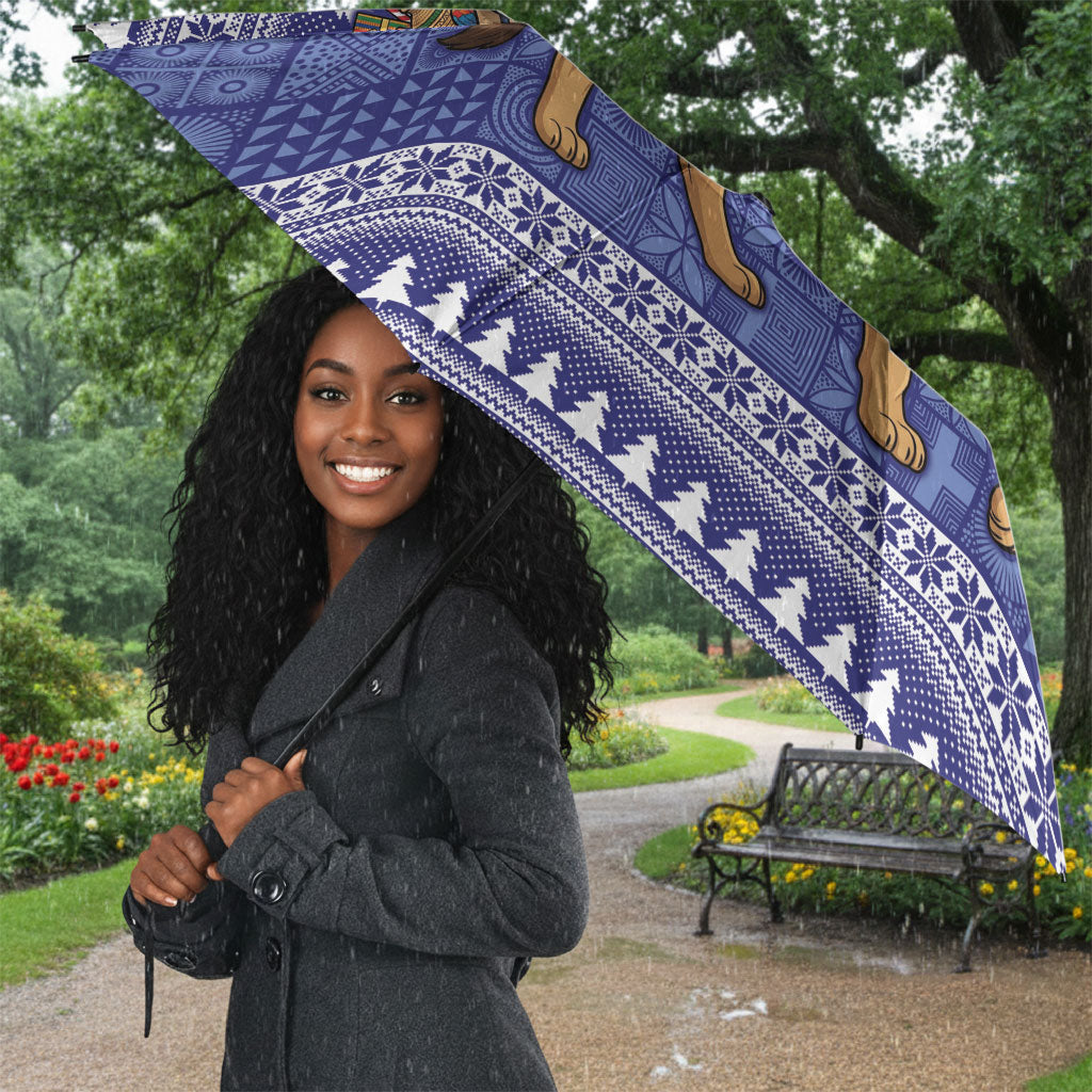 Nigeria Christmas Santa West African Lion Umbrella Adire Indigo Resist Dye Motifs