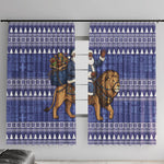 Nigeria Christmas Santa West African Lion Window Curtain Adire Indigo Resist Dye Motifs