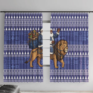 Nigeria Christmas Santa West African Lion Window Curtain Adire Indigo Resist Dye Motifs