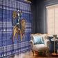 Nigeria Christmas Santa West African Lion Window Curtain Adire Indigo Resist Dye Motifs