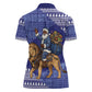Nigeria Christmas Santa West African Lion Women Polo Shirt Adire Indigo Resist Dye Motifs