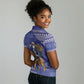 Nigeria Christmas Santa West African Lion Women Polo Shirt Adire Indigo Resist Dye Motifs