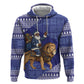 Nigeria Christmas Santa West African Lion Zip Hoodie Adire Indigo Resist Dye Motifs