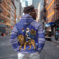 Nigeria Christmas Santa West African Lion Zip Hoodie Adire Indigo Resist Dye Motifs