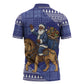 Nigeria Christmas Santa West African Lion Zipper Polo Shirt Adire Indigo Resist Dye Motifs