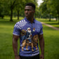 Nigeria Christmas Santa West African Lion Zipper Polo Shirt Adire Indigo Resist Dye Motifs