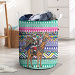 South Africa Christmas Santa Giraffe Laundry Basket Ndebele Geometric Patterns