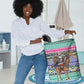 South Africa Christmas Santa Giraffe Laundry Basket Ndebele Geometric Patterns