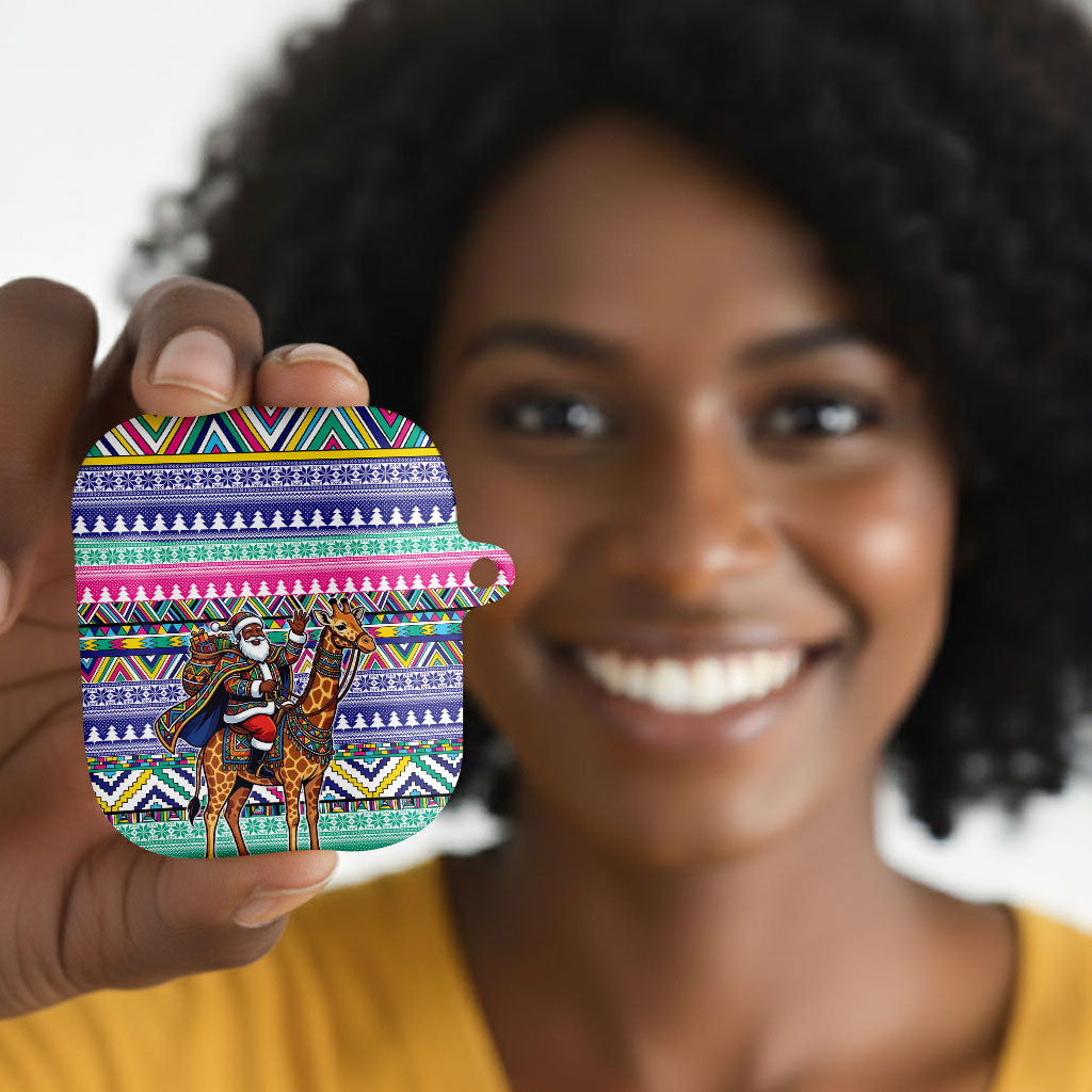 South Africa Christmas Santa Giraffe AirPods Case Ndebele Geometric Patterns
