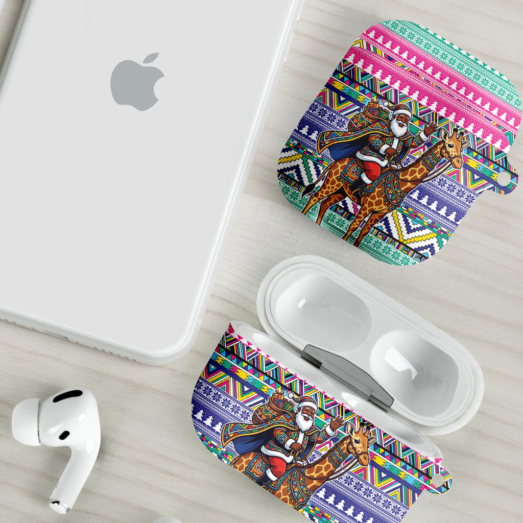 South Africa Christmas Santa Giraffe AirPods Case Ndebele Geometric Patterns
