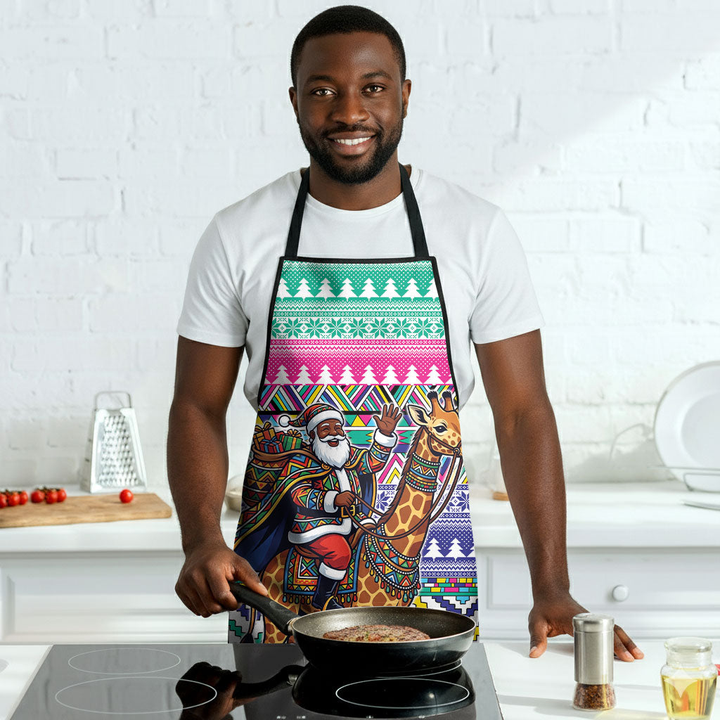 South Africa Christmas Santa Giraffe Apron Ndebele Geometric Patterns