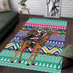 South Africa Christmas Santa Giraffe Area Rug Ndebele Geometric Patterns