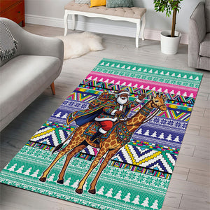 South Africa Christmas Santa Giraffe Area Rug Ndebele Geometric Patterns