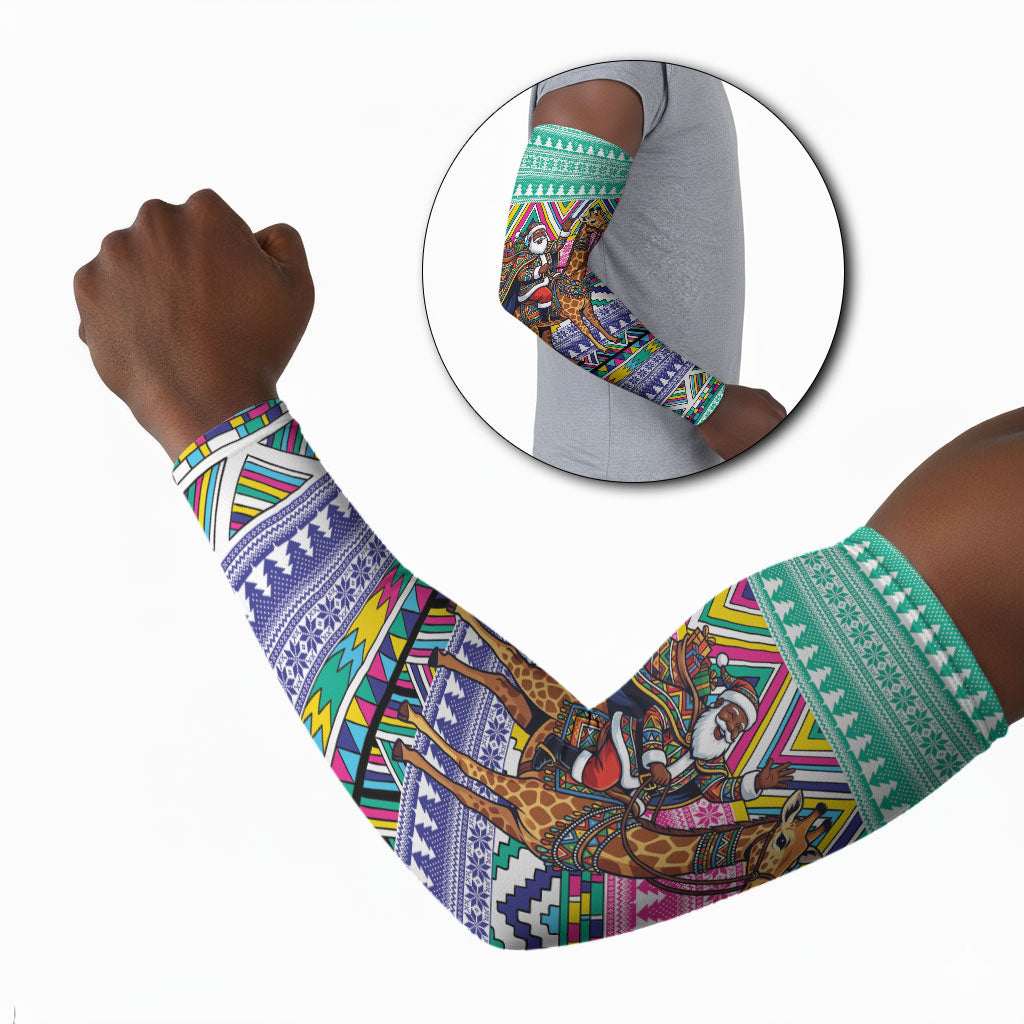 South Africa Christmas Santa Giraffe Arm Sleeves Ndebele Geometric Patterns