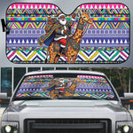 South Africa Christmas Santa Giraffe Auto Sun Shade Ndebele Geometric Patterns