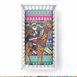 South Africa Christmas Santa Giraffe Baby Bed Cover Ndebele Geometric Patterns