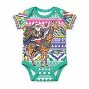 South Africa Christmas Santa Giraffe Baby Onesie Ndebele Geometric Patterns