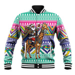 South Africa Christmas Santa Giraffe Baseball Jacket Ndebele Geometric Patterns