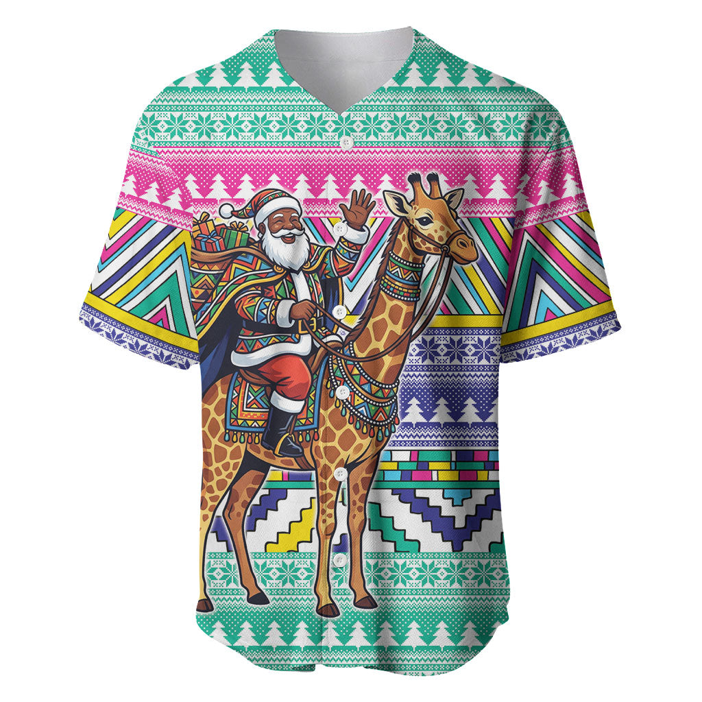South Africa Christmas Santa Giraffe Baseball Jersey Ndebele Geometric Patterns
