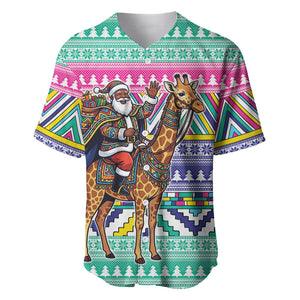 South Africa Christmas Santa Giraffe Baseball Jersey Ndebele Geometric Patterns
