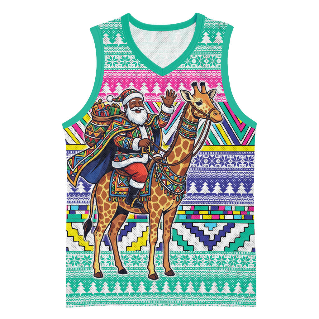 South Africa Christmas Santa Giraffe Basketball Jersey Ndebele Geometric Patterns
