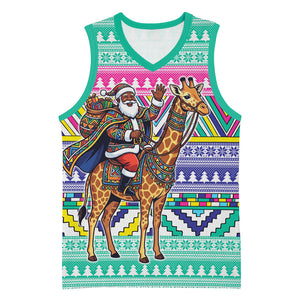 South Africa Christmas Santa Giraffe Basketball Jersey Ndebele Geometric Patterns
