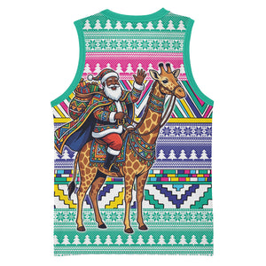 South Africa Christmas Santa Giraffe Basketball Jersey Ndebele Geometric Patterns
