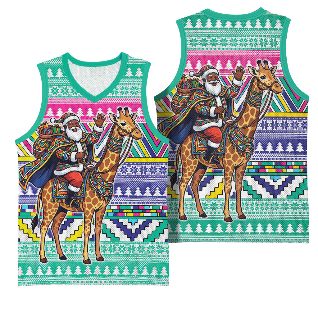 South Africa Christmas Santa Giraffe Basketball Jersey Ndebele Geometric Patterns
