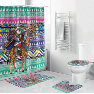 South Africa Christmas Santa Giraffe Bathroom Set Ndebele Geometric Patterns