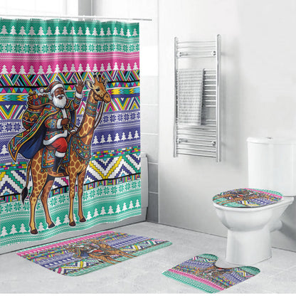 South Africa Christmas Santa Giraffe Bathroom Set Ndebele Geometric Patterns