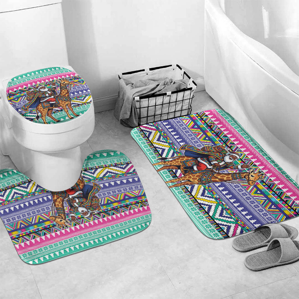 South Africa Christmas Santa Giraffe Bathroom Set Ndebele Geometric Patterns