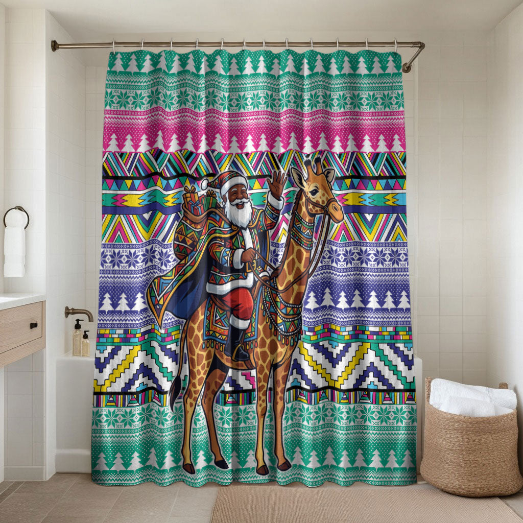 South Africa Christmas Santa Giraffe Bathroom Set Ndebele Geometric Patterns