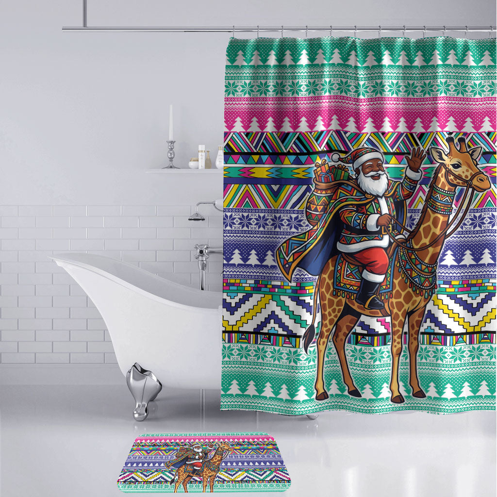 South Africa Christmas Santa Giraffe Bathroom Set Ndebele Geometric Patterns