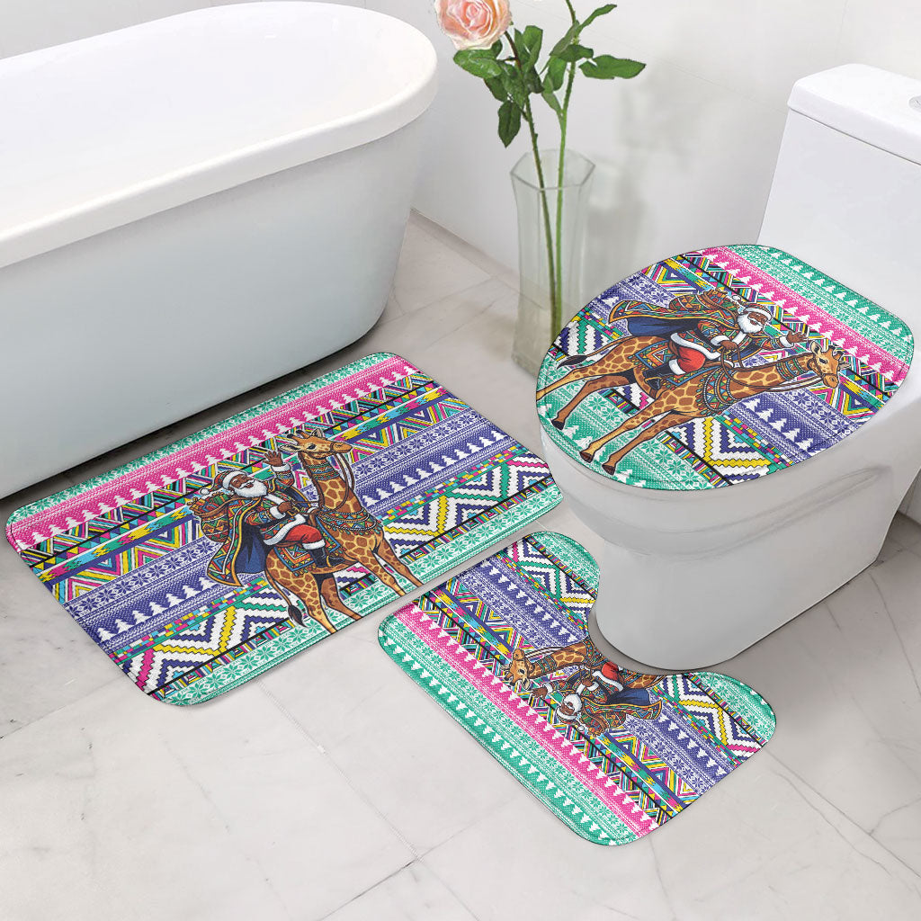 South Africa Christmas Santa Giraffe Bathroom Set Ndebele Geometric Patterns