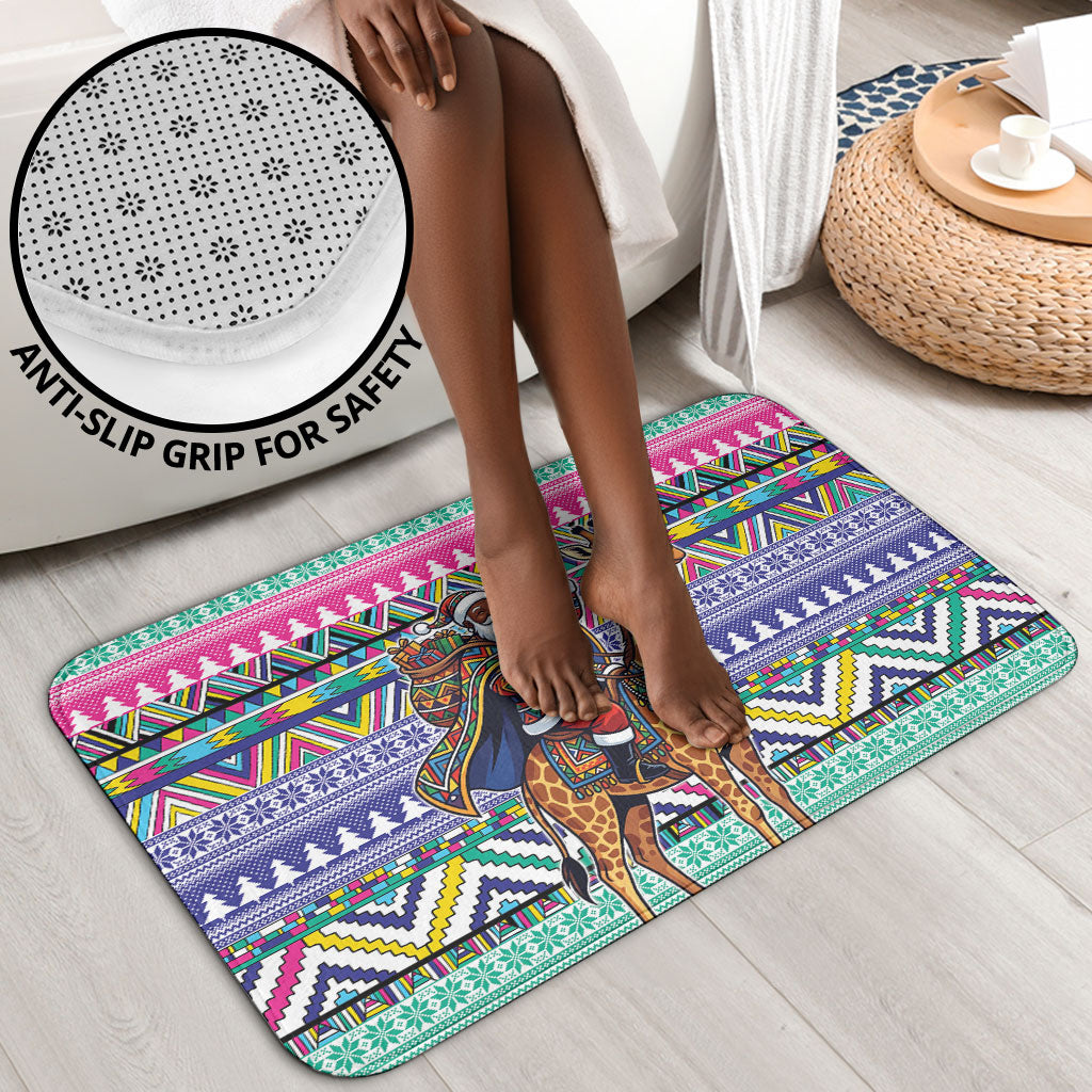 South Africa Christmas Santa Giraffe Bathroom Set Ndebele Geometric Patterns