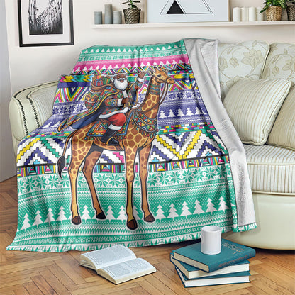 South Africa Christmas Santa Giraffe Blanket Ndebele Geometric Patterns