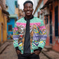 South Africa Christmas Santa Giraffe Bomber Jacket Ndebele Geometric Patterns