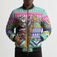 South Africa Christmas Santa Giraffe Bomber Puffer Jacket Ndebele Geometric Patterns