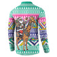 South Africa Christmas Santa Giraffe Button Sweatshirt Ndebele Geometric Patterns