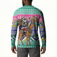 South Africa Christmas Santa Giraffe Button Sweatshirt Ndebele Geometric Patterns