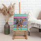South Africa Christmas Santa Giraffe Canvas Wall Art Ndebele Geometric Patterns