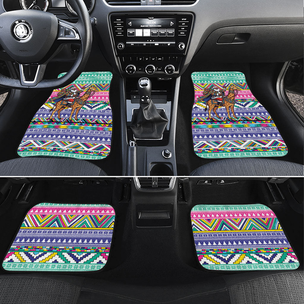 South Africa Christmas Santa Giraffe Car Mats Ndebele Geometric Patterns