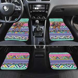 South Africa Christmas Santa Giraffe Car Mats Ndebele Geometric Patterns