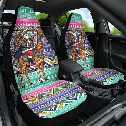 South Africa Christmas Santa Giraffe Car Seat Cover Ndebele Geometric Patterns