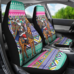 South Africa Christmas Santa Giraffe Car Seat Cover Ndebele Geometric Patterns