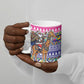 South Africa Christmas Santa Giraffe Ceramic Mug Ndebele Geometric Patterns