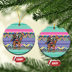 South Africa Christmas Santa Giraffe Ceramic Ornament Ndebele Geometric Patterns