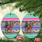 South Africa Christmas Santa Giraffe Ceramic Ornament Ndebele Geometric Patterns