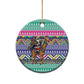 South Africa Christmas Santa Giraffe Ceramic Ornament Ndebele Geometric Patterns